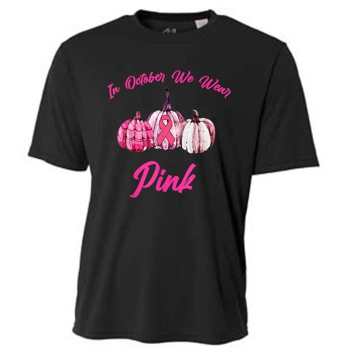 In October We Wear Pink Pumpkin Breast Cancer Halloween Cooling Performance Crew T-Shirt