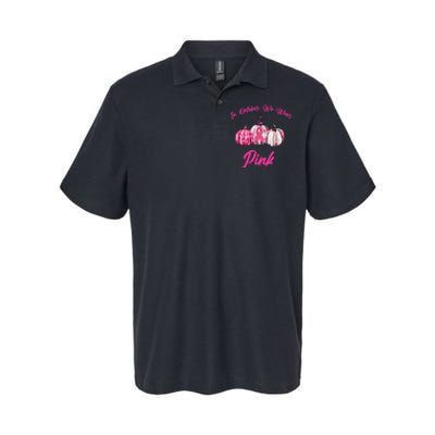 In October We Wear Pink Pumpkin Breast Cancer Halloween Softstyle Adult Sport Polo