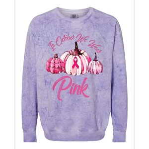 In October We Wear Pink Pumpkin Breast Cancer Halloween Colorblast Crewneck Sweatshirt