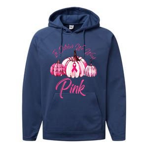 In October We Wear Pink Pumpkin Breast Cancer Halloween Performance Fleece Hoodie