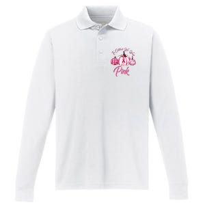 In October We Wear Pink Pumpkin Breast Cancer Halloween Performance Long Sleeve Polo