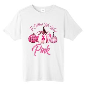 In October We Wear Pink Pumpkin Breast Cancer Halloween Tall Fusion ChromaSoft Performance T-Shirt