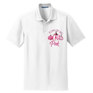 In October We Wear Pink Pumpkin Breast Cancer Halloween Dry Zone Grid Polo