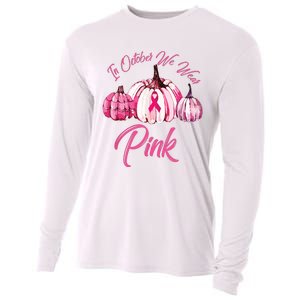 In October We Wear Pink Pumpkin Breast Cancer Halloween Cooling Performance Long Sleeve Crew