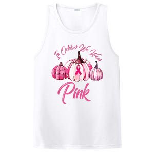 In October We Wear Pink Pumpkin Breast Cancer Halloween PosiCharge Competitor Tank