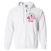 In October We Wear Pink Pumpkin Breast Cancer Halloween Full Zip Hoodie