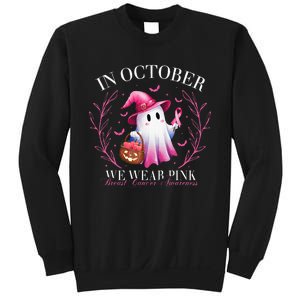 In October We Wear Ghost Witch Breast Cancer Awareness Sweatshirt