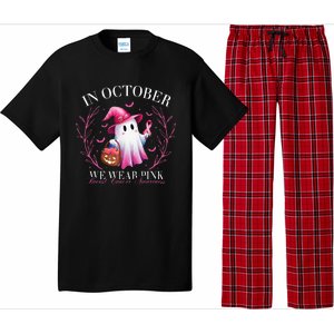 In October We Wear Ghost Witch Breast Cancer Awareness Pajama Set