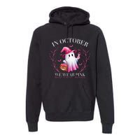 In October We Wear Ghost Witch Breast Cancer Awareness Premium Hoodie