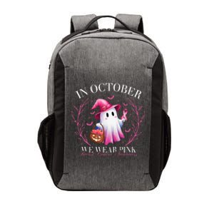 In October We Wear Ghost Witch Breast Cancer Awareness Vector Backpack