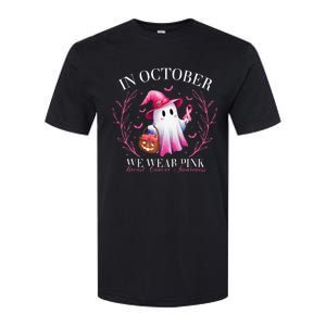 In October We Wear Ghost Witch Breast Cancer Awareness Softstyle CVC T-Shirt