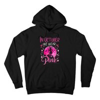 In October We Wear Ribbon Pink Halloween Witch Breast Cancer Hoodie