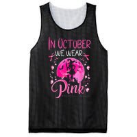 In October We Wear Ribbon Pink Halloween Witch Breast Cancer Mesh Reversible Basketball Jersey Tank