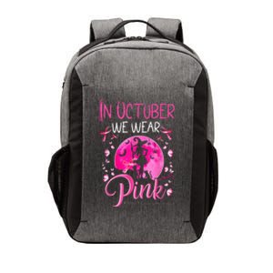 In October We Wear Ribbon Pink Halloween Witch Breast Cancer Vector Backpack