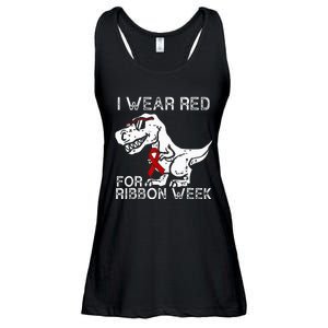 In October We Wear Red Ribbon Squad Week Awareness Ladies Essential Flowy Tank