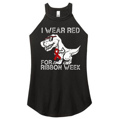 In October We Wear Red Ribbon Squad Week Awareness Women’s Perfect Tri Rocker Tank