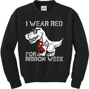 In October We Wear Red Ribbon Squad Week Awareness Kids Sweatshirt