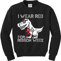 In October We Wear Red Ribbon Squad Week Awareness Kids Sweatshirt