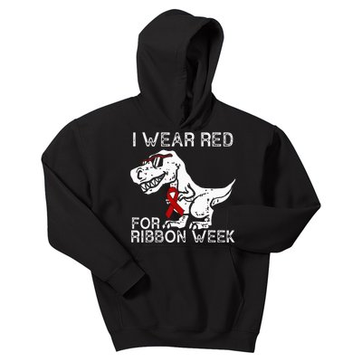 In October We Wear Red Ribbon Squad Week Awareness Kids Hoodie