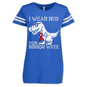 In October We Wear Red Ribbon Squad Week Awareness Enza Ladies Jersey Football T-Shirt