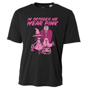 In October We Wear Pink Witch Ghost Breast Cancer Awareness Cooling Performance Crew T-Shirt