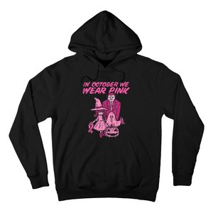 In October We Wear Pink Witch Ghost Breast Cancer Awareness Hoodie