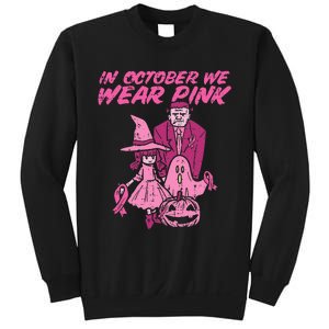 In October We Wear Pink Witch Ghost Breast Cancer Awareness Sweatshirt