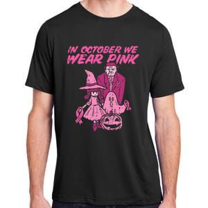 In October We Wear Pink Witch Ghost Breast Cancer Awareness Adult ChromaSoft Performance T-Shirt