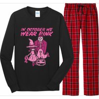 In October We Wear Pink Witch Ghost Breast Cancer Awareness Long Sleeve Pajama Set