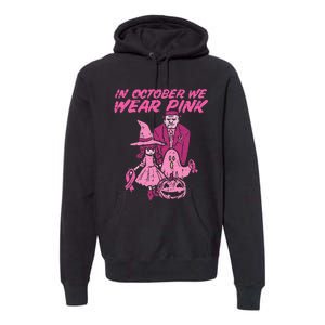 In October We Wear Pink Witch Ghost Breast Cancer Awareness Premium Hoodie