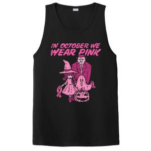 In October We Wear Pink Witch Ghost Breast Cancer Awareness PosiCharge Competitor Tank