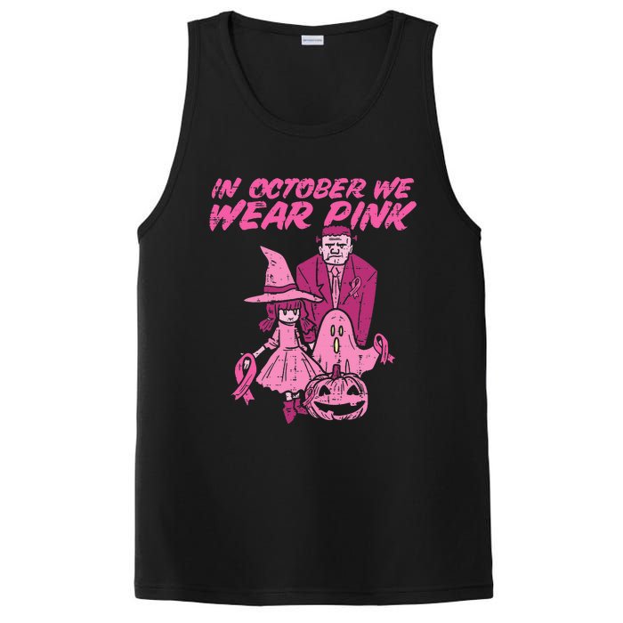 In October We Wear Pink Witch Ghost Breast Cancer Awareness PosiCharge Competitor Tank