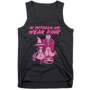 In October We Wear Pink Witch Ghost Breast Cancer Awareness Tank Top