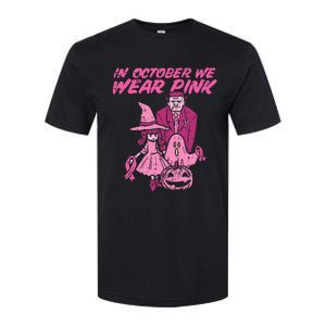 In October We Wear Pink Witch Ghost Breast Cancer Awareness Softstyle CVC T-Shirt