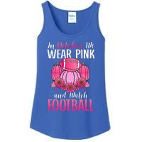 In October We Wear Pink Football Pumpkin Breast Cancer Ladies Essential Tank