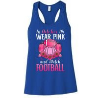 In October We Wear Pink Football Pumpkin Breast Cancer Women's Racerback Tank