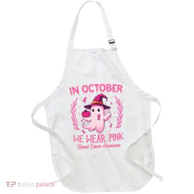In October We Wear Gift Breast Cancer Awareness Full-Length Apron With Pockets