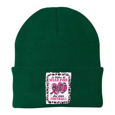 In October We Wear Pink And Watch Football Breast Cancer Knit Cap Winter Beanie