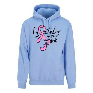 In October We Wear Pink Breast Cancer Awareness Month Unisex Surf Hoodie