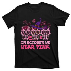 In October We Wear Pink Sugar Skull Halloween Breast Cancer T-Shirt