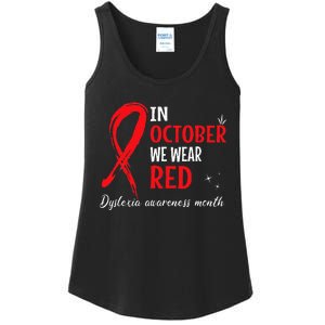 In October We Wear Red Dyslexia Awareness Month Ladies Essential Tank