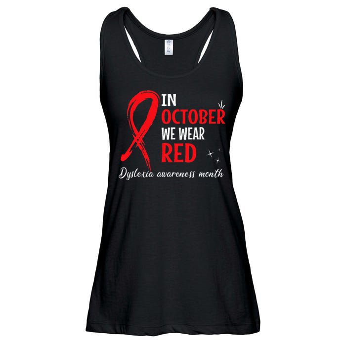 In October We Wear Red Dyslexia Awareness Month Ladies Essential Flowy Tank