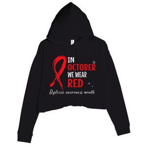 In October We Wear Red Dyslexia Awareness Month Crop Fleece Hoodie