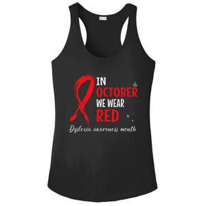 In October We Wear Red Dyslexia Awareness Month Ladies PosiCharge Competitor Racerback Tank