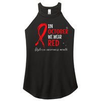 In October We Wear Red Dyslexia Awareness Month Women's Perfect Tri Rocker Tank