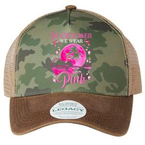 In October We Wear Pink Ribbon Witch Breast Cancer Halloween Legacy Tie Dye Trucker Hat