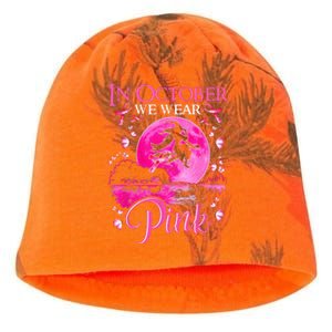 In October We Wear Pink Ribbon Witch Breast Cancer Halloween Kati - Camo Knit Beanie