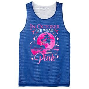 In October We Wear Pink Ribbon Witch Breast Cancer Halloween Mesh Reversible Basketball Jersey Tank