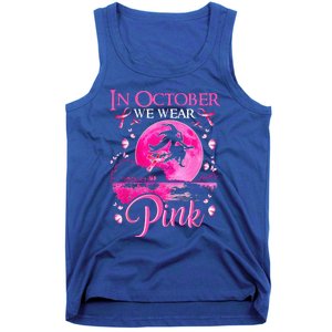 In October We Wear Pink Ribbon Witch Breast Cancer Halloween Tank Top