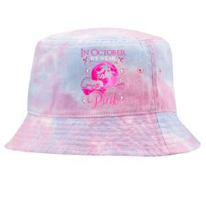 In October We Wear Pink Ribbon Witch Breast Cancer Halloween Tie-Dyed Bucket Hat